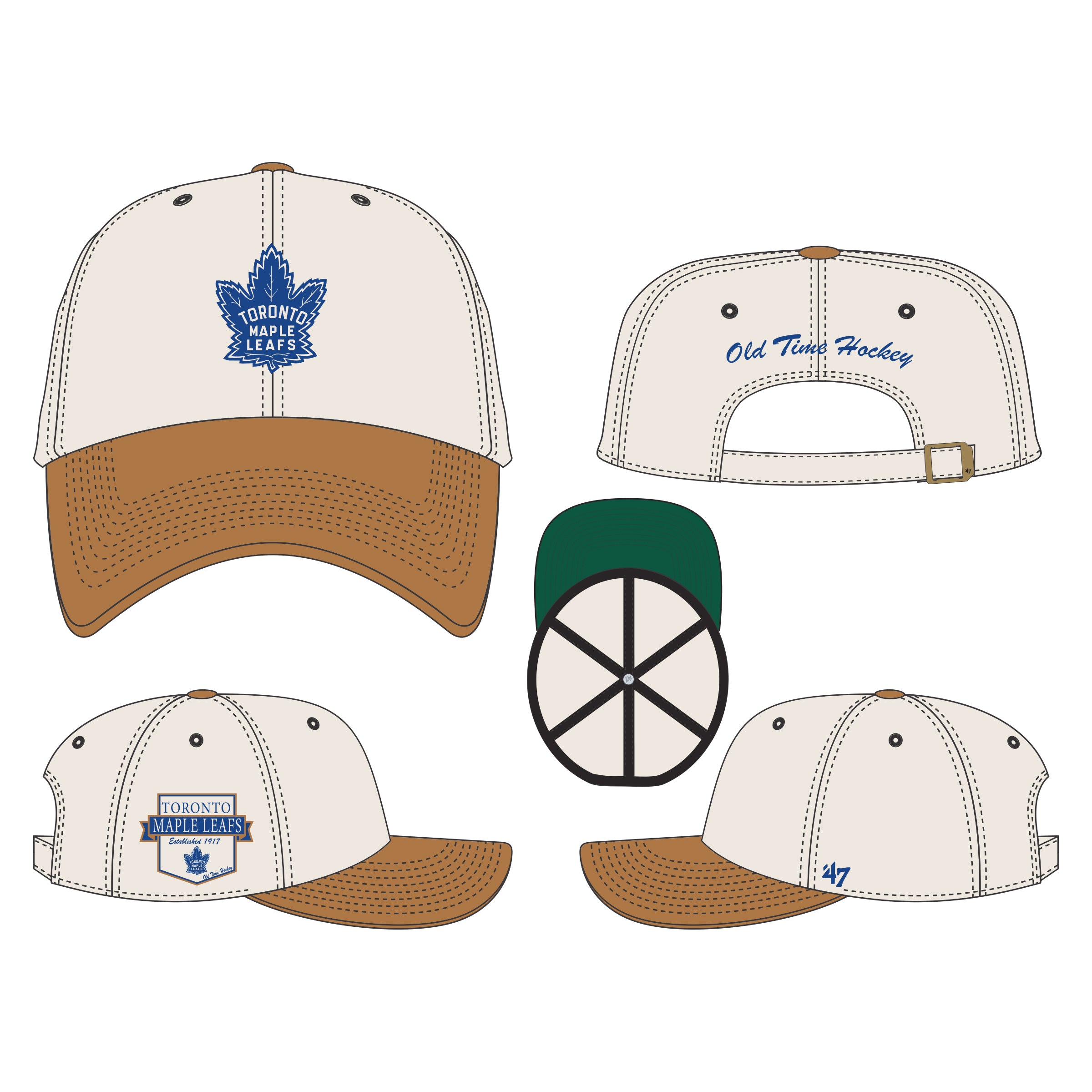 Toronto Maple Leafs NHL 47 Brand Men's Beige Rafter Clean Up Adjustable Hat