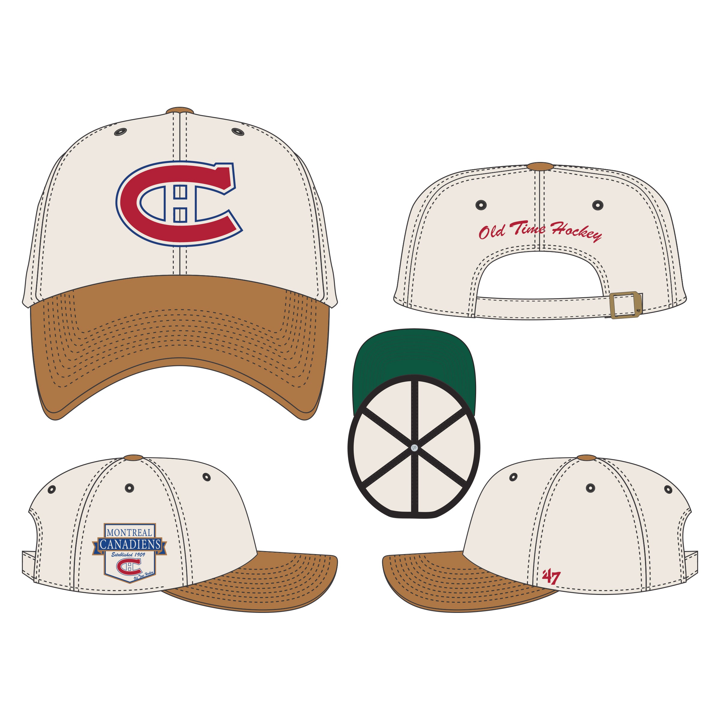 Casquette ajustable beige pour homme Rafter Clean Up des Canadiens de Montréal LNH 47 Brand