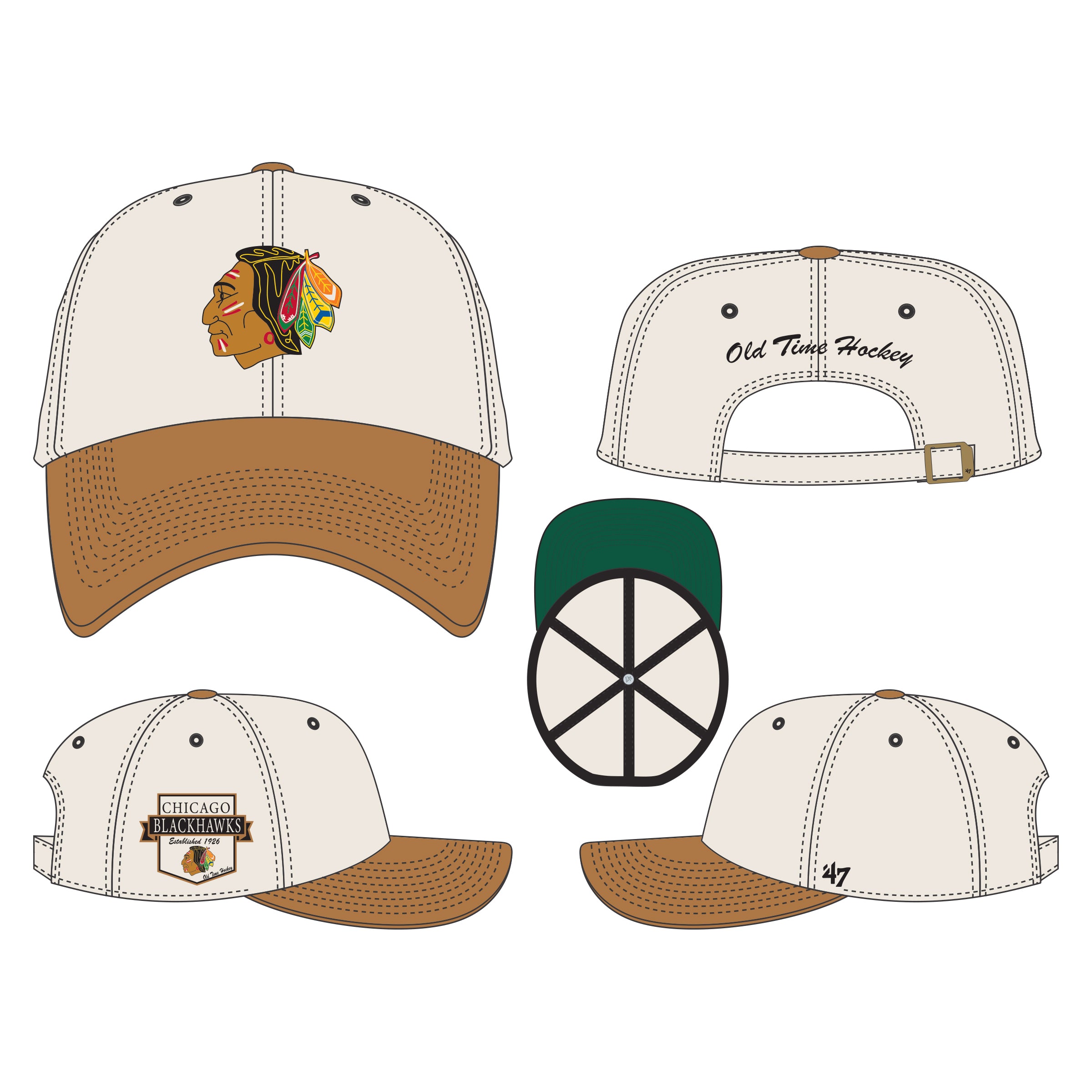 Casquette ajustable beige Rafter Clean Up 47 Brand des Blackhawks de Chicago LNH pour hommes