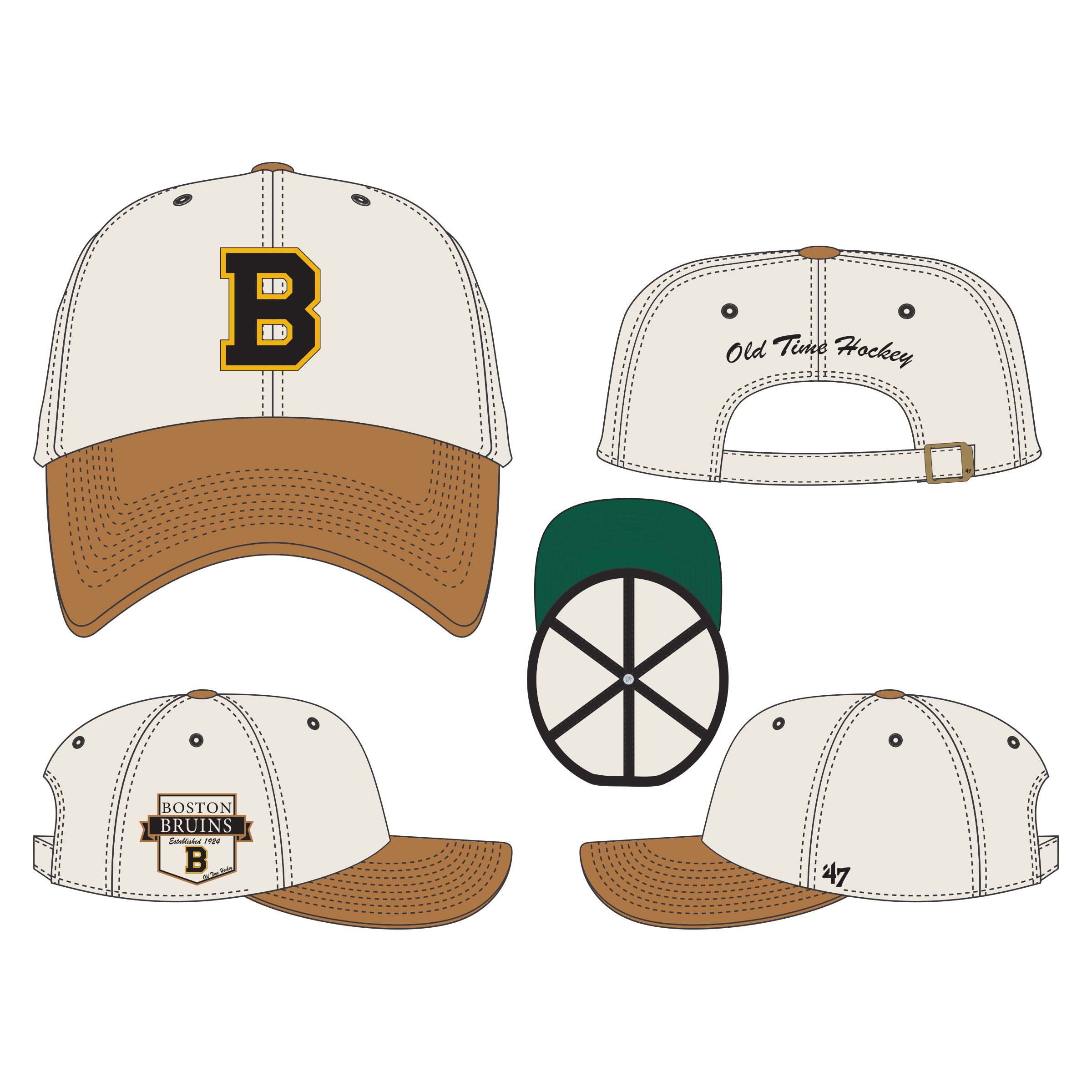 Casquette ajustable beige Rafter Clean Up pour homme des Bruins de Boston LNH 47 Brand