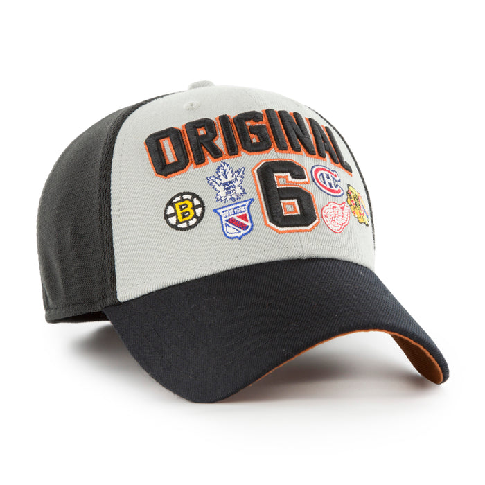 Original Six NHL 47 Brand Men's Grey/Black Stick Check Contender Stretch Fit Hat