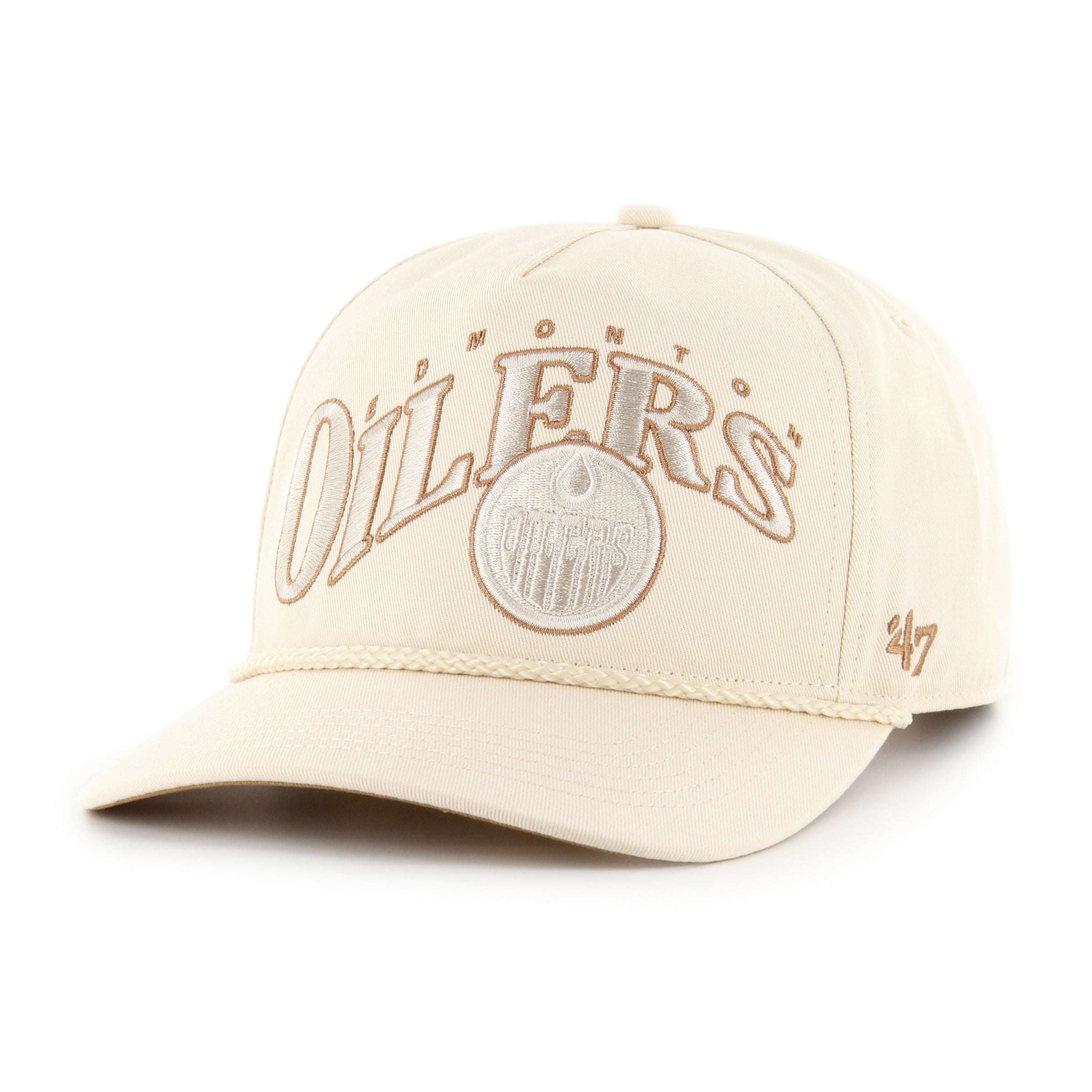 Casquette ajustable à corde ondulée naturelle 47 Brand des Oilers d'Edmonton LNH pour hommes