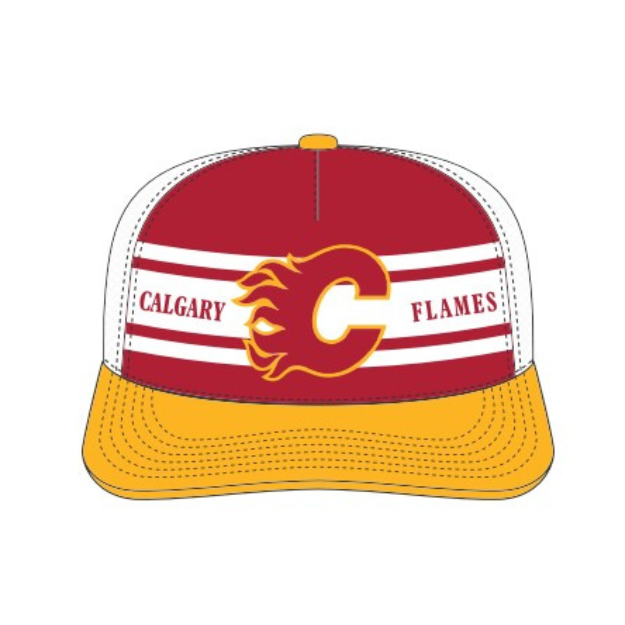 Casquette ajustable à rayures rouges et jaunes pour homme LNH 47 des Flames de Calgary