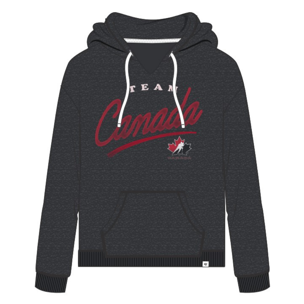 Sweat à capuche noir pour femme avec inscription en croix Emerson de Hockey Canada IIHF 47 Brand