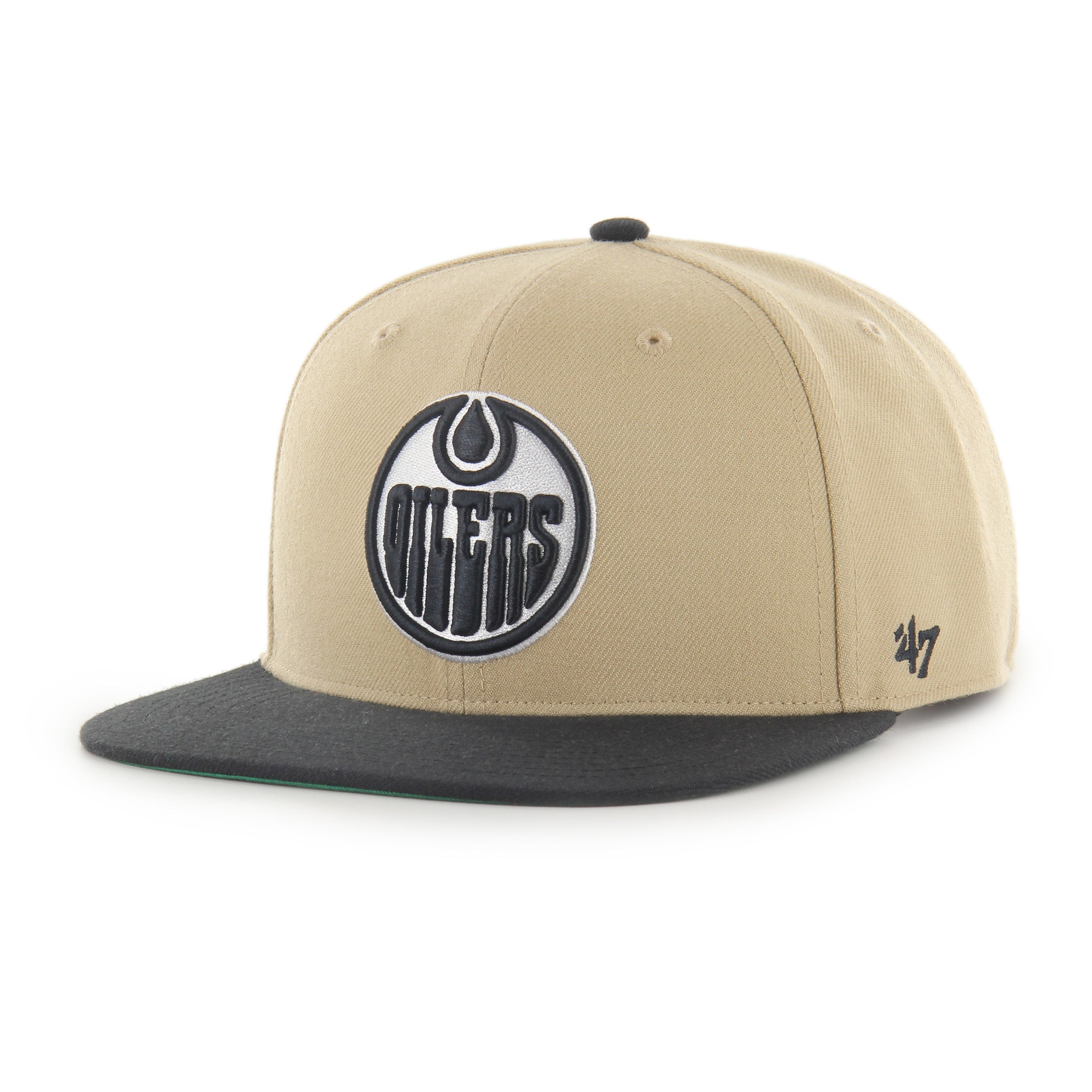 Casquette snapback de capitaine NHL 47 Brand pour homme des Oilers d'Edmonton, sable noir