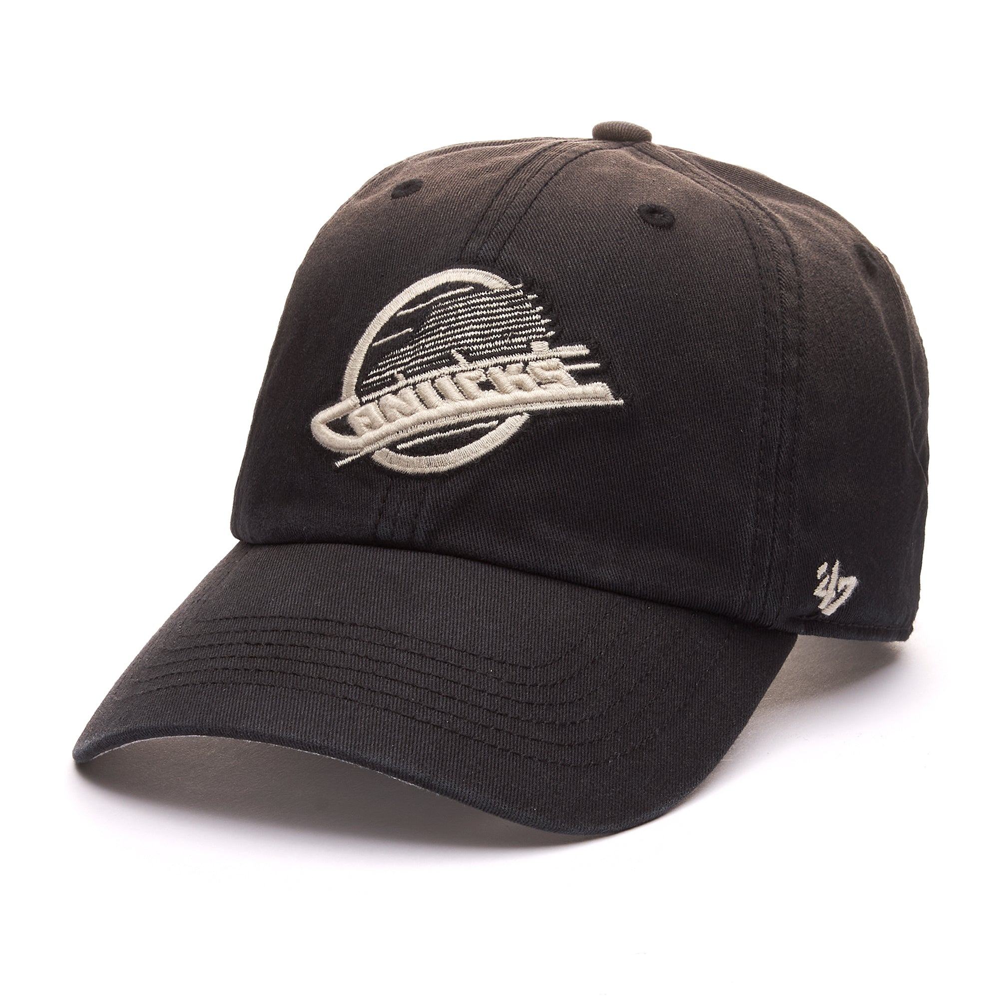 Vancouver Canucks NHL 47 Brand Men's Black Dusted Clean Up Adjustable Hat