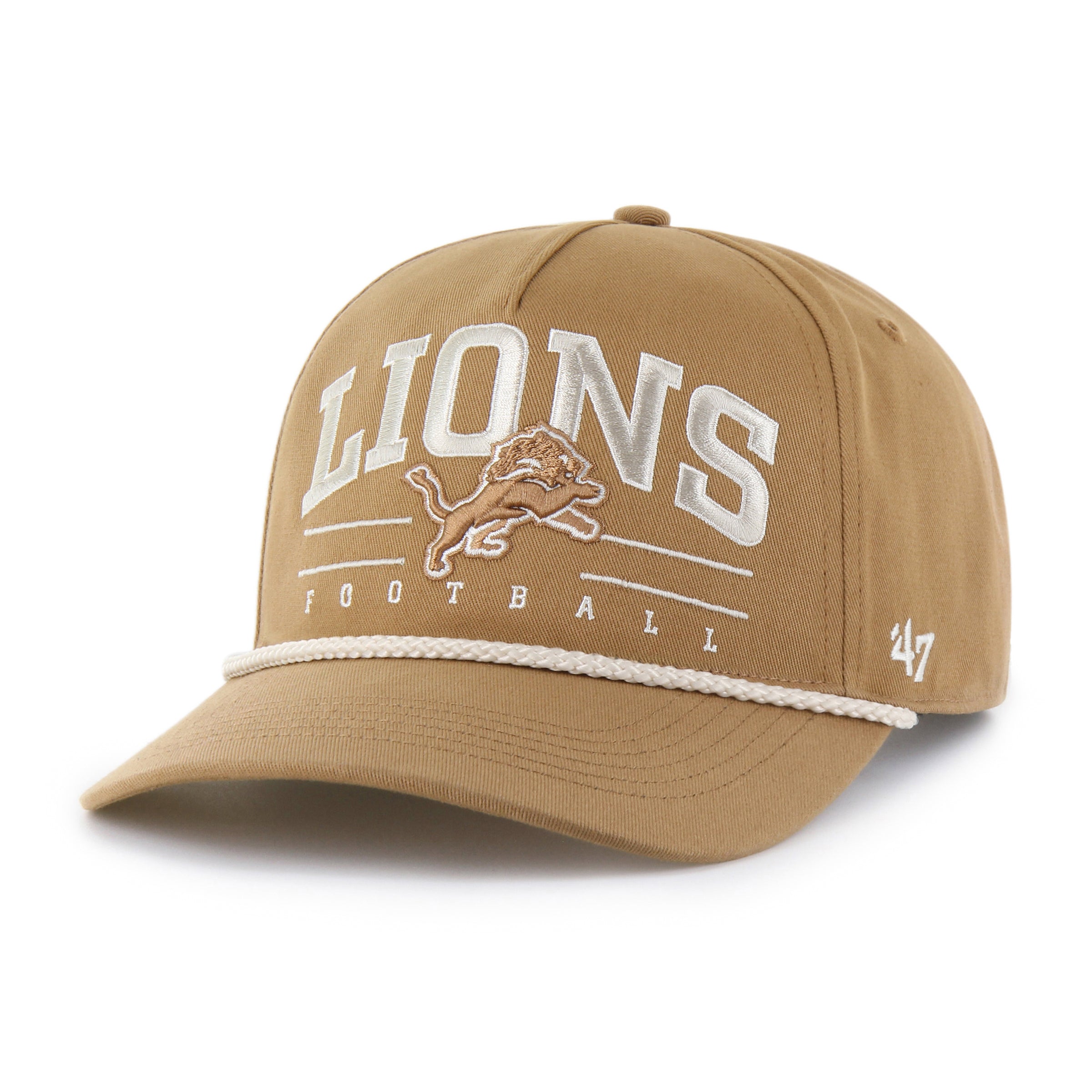 Detroit Lions NFL 47 Brand Men's Khaki Roscoe Rope Option Hitch Snapback Hat