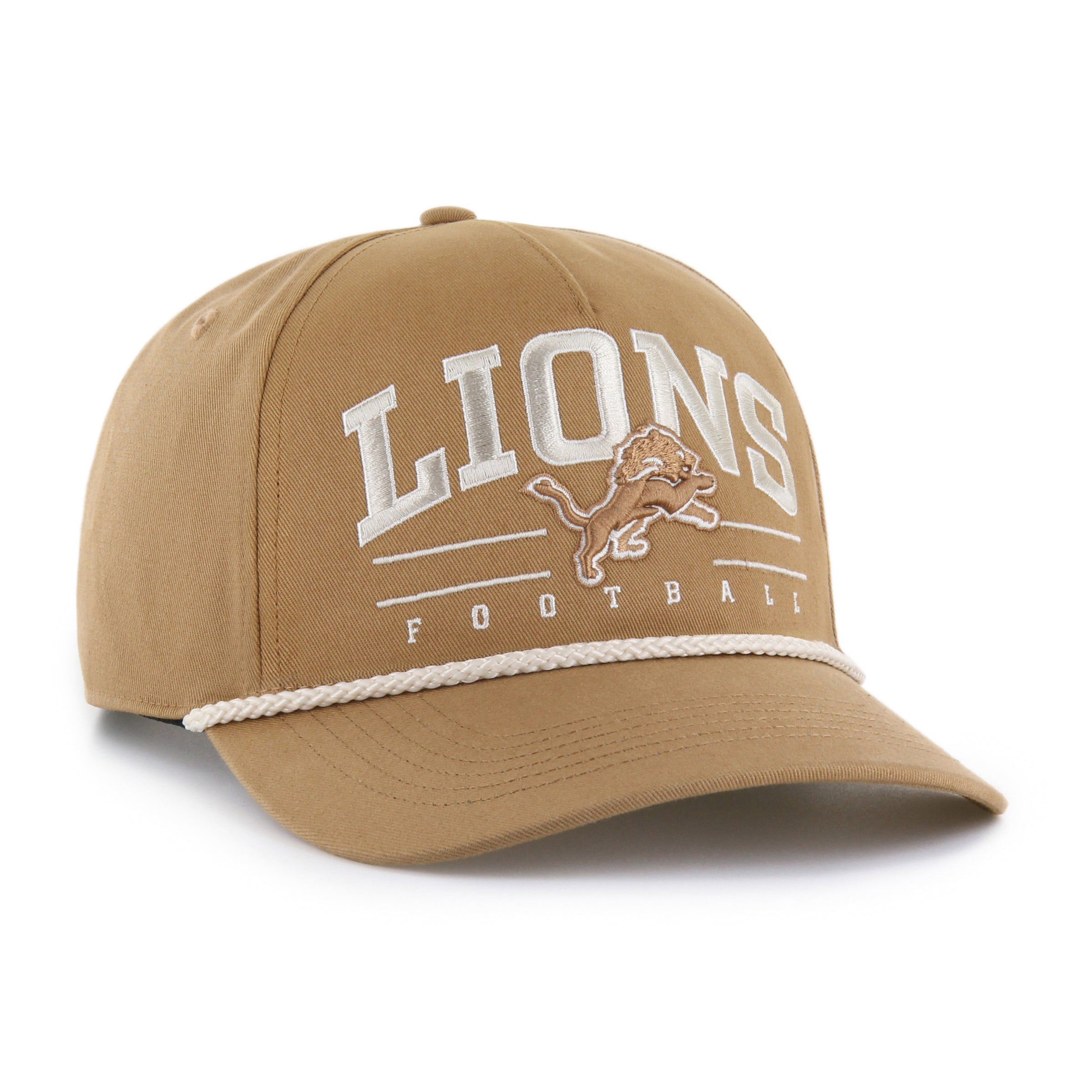 Detroit Lions NFL 47 Brand Men's Khaki Roscoe Rope Option Hitch Snapback Hat