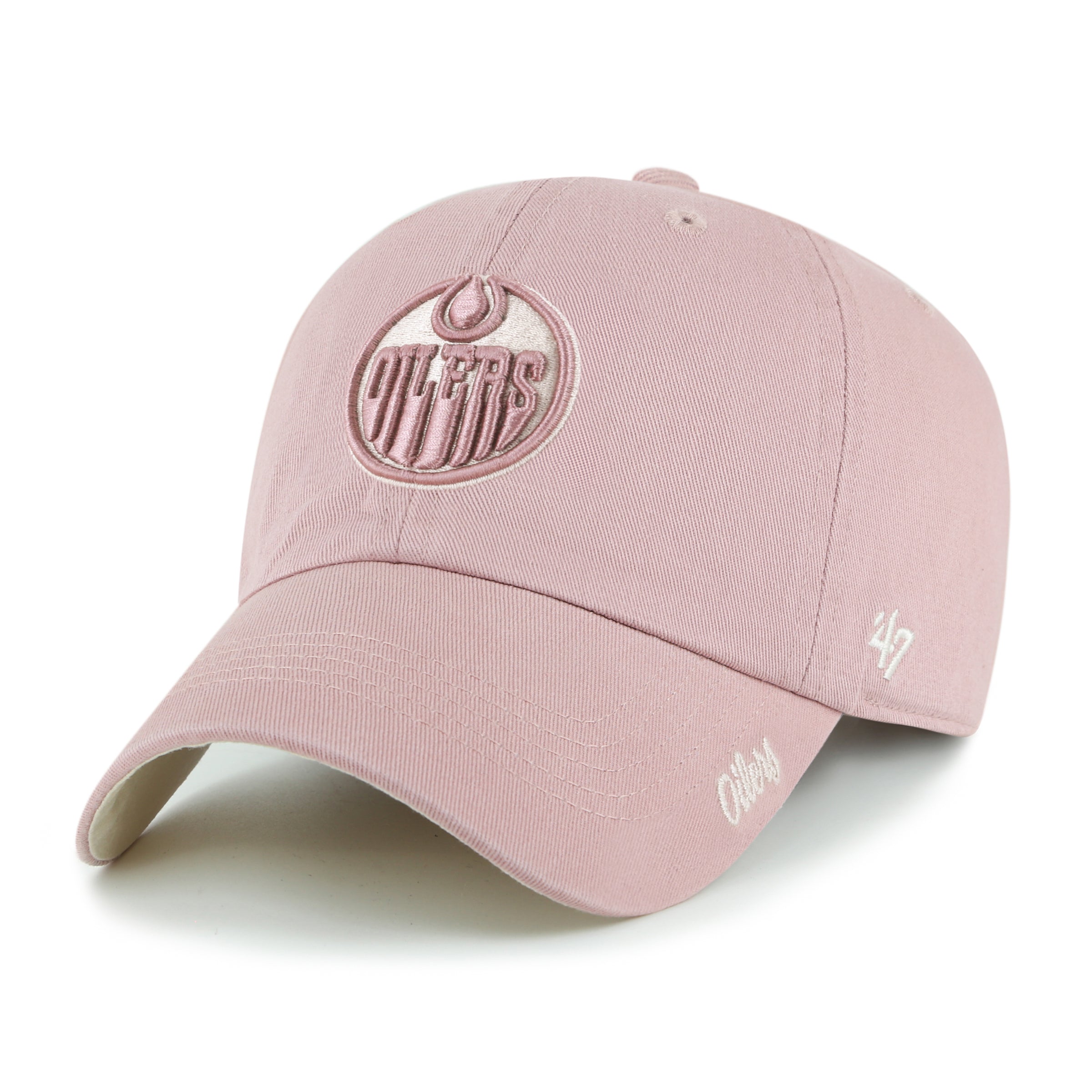 Edmonton Oilers NHL 47 Brand Women's Pink Ballpark Cheer Clean Up Adjustable Hat