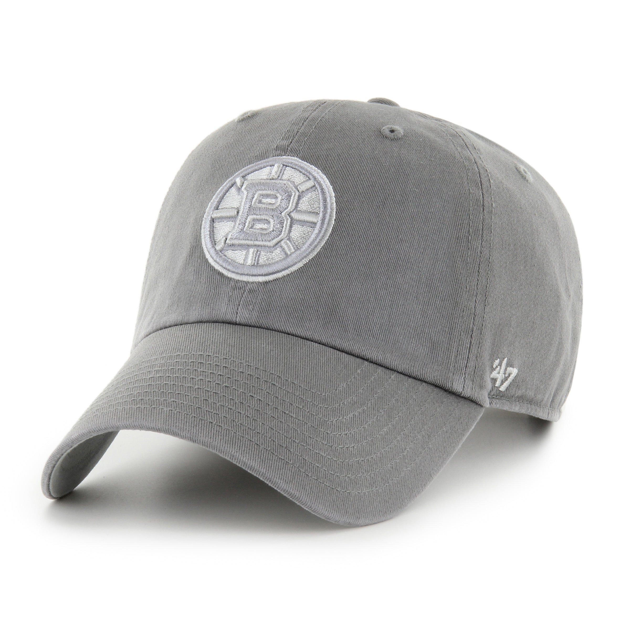 Boston Bruins NHL 47 Brand Men's Grey Cement Ballpark Clean Up Adjustable Hat