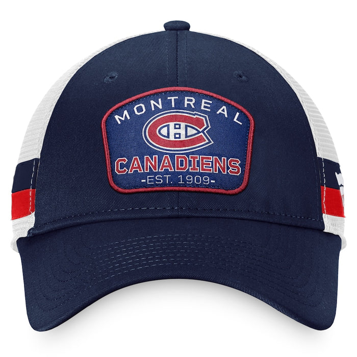 Montreal Canadiens NHL Fanatics Branded Men's Navy Fundamental Trucker Adjustable Hat
