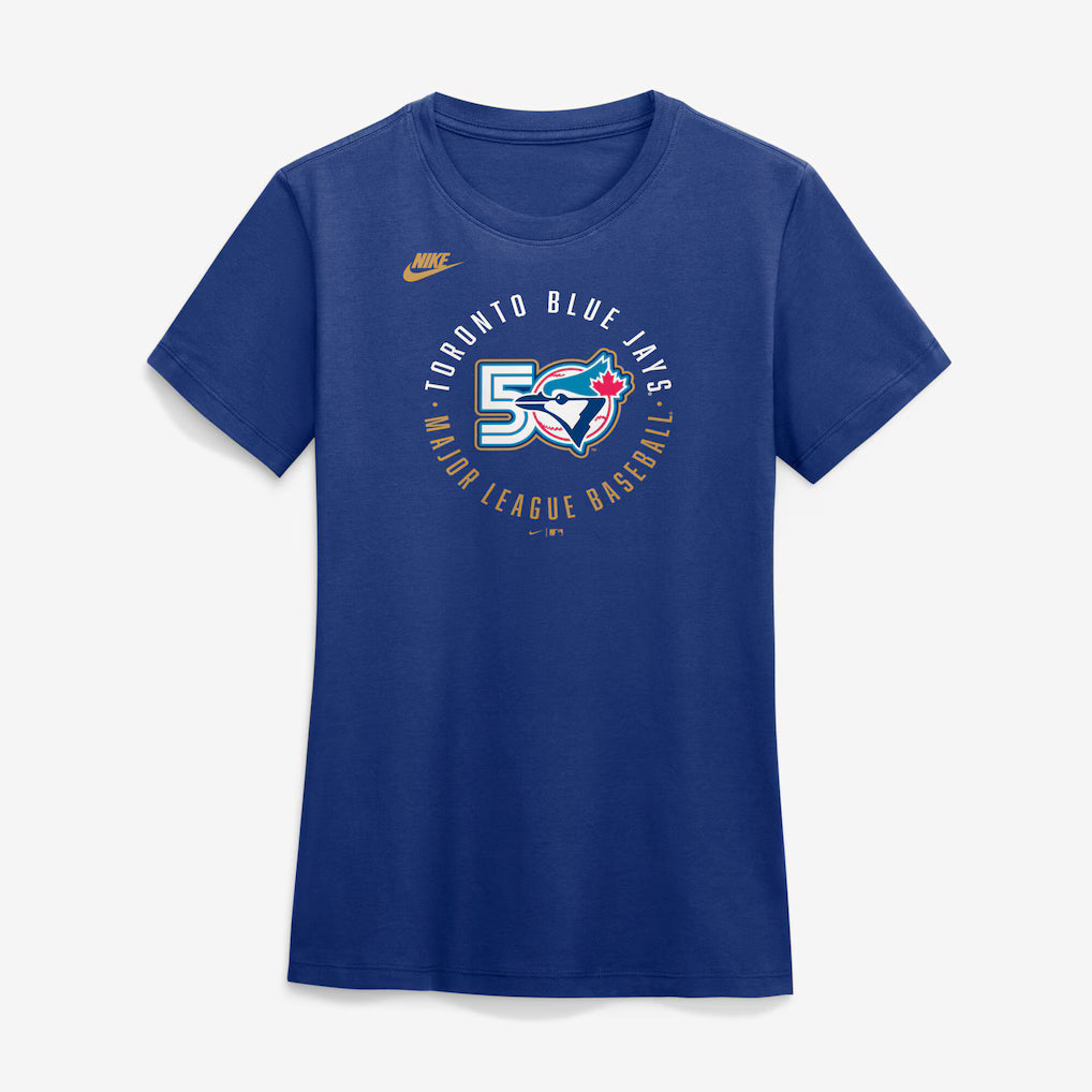 Toronto Blue Jays MLB Nike Women's Royal Blue 50th Anniversary Fadeaway T-Shirt