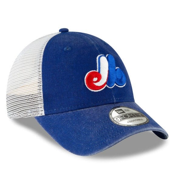 Montreal Expos MLB New Era Men's Royal Blue 9Forty Cooperstown Washed Trucker Adjustable Hat