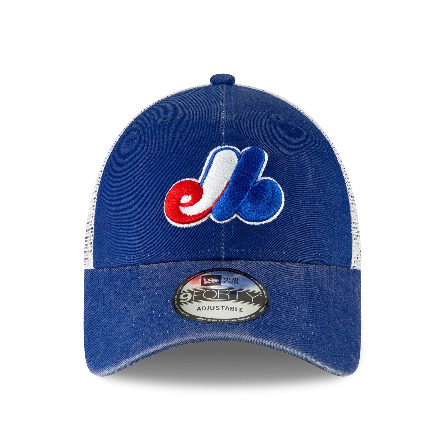 Montreal Expos MLB New Era Men's Royal Blue 9Forty Cooperstown Washed Trucker Adjustable Hat