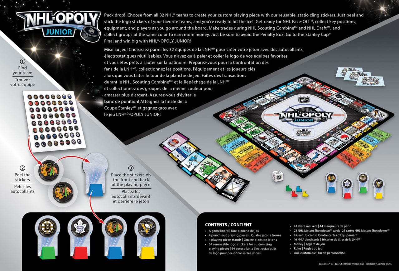 NHL Masterpieces All Teams League Opoly Junior Game