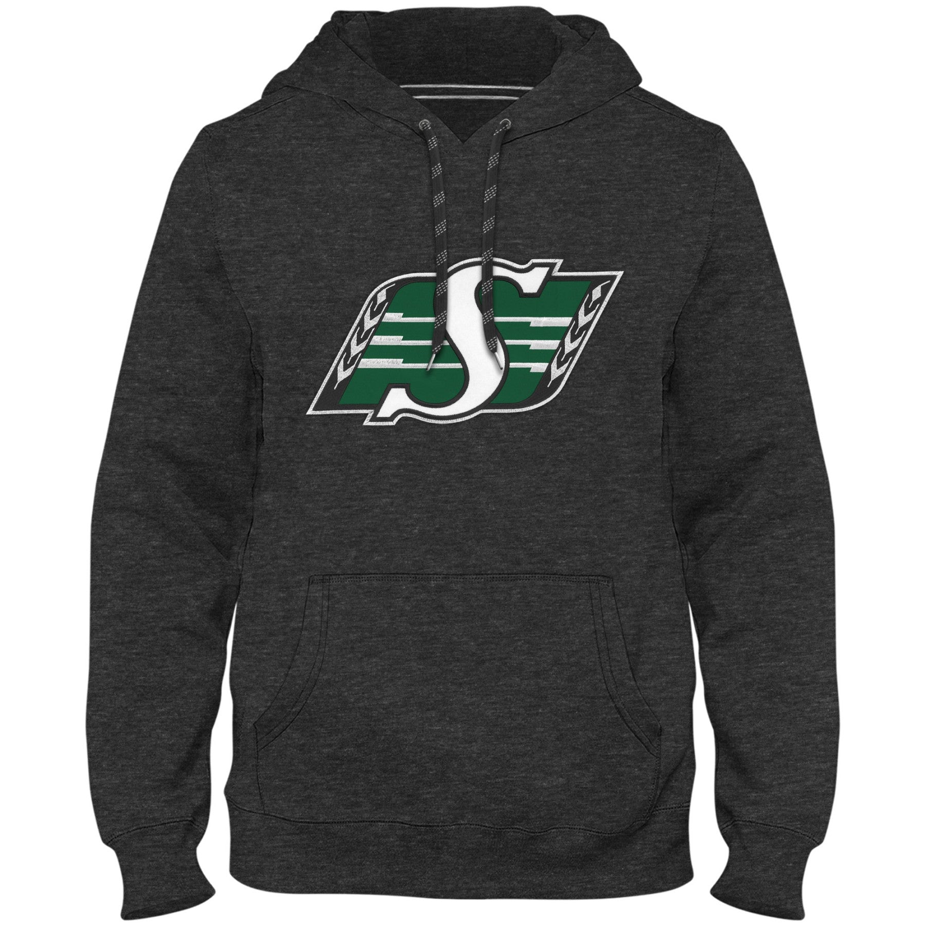 Sweat à capuche avec logo en sergé Charcoal Express CFL Bulletin des Roughriders de la Saskatchewan pour hommes