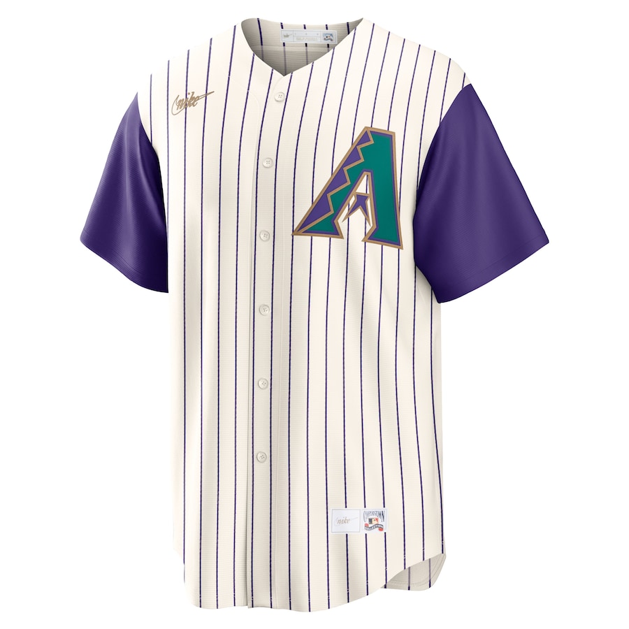 Randy Johnson Arizona Diamondbacks MLB Nike Maillot de réplique Cooperstown crème/violet pour homme