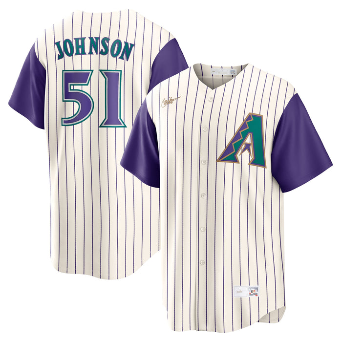 Randy Johnson Arizona Diamondbacks MLB Nike Men's Cream/Purple Cooperstown Replica Jersey