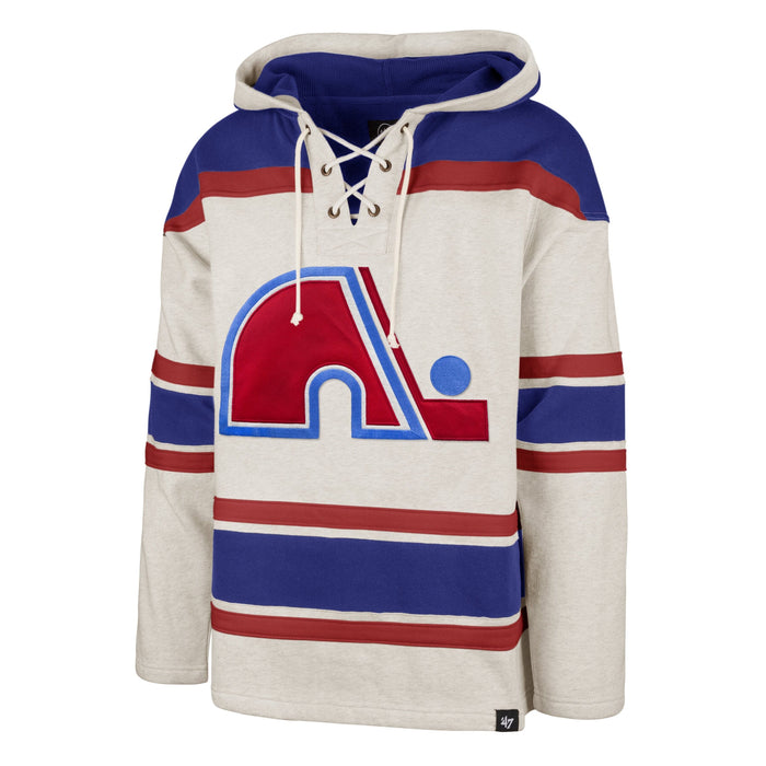 Quebec Nordiques NHL 47 Brand Men's Cream Rockaway Vintage Heavyweight Lacer Hoodie