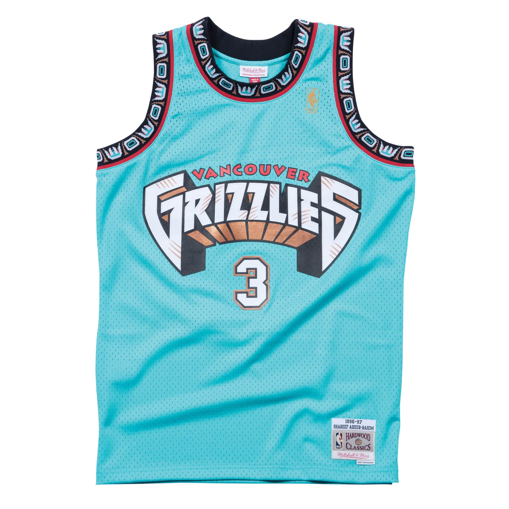 Shareef Abdur-Rahim Vancouver Grizzlies NBA Mitchell & Ness Men's Turquoise 1996-97 Hardwood Classics Swingman Jersey