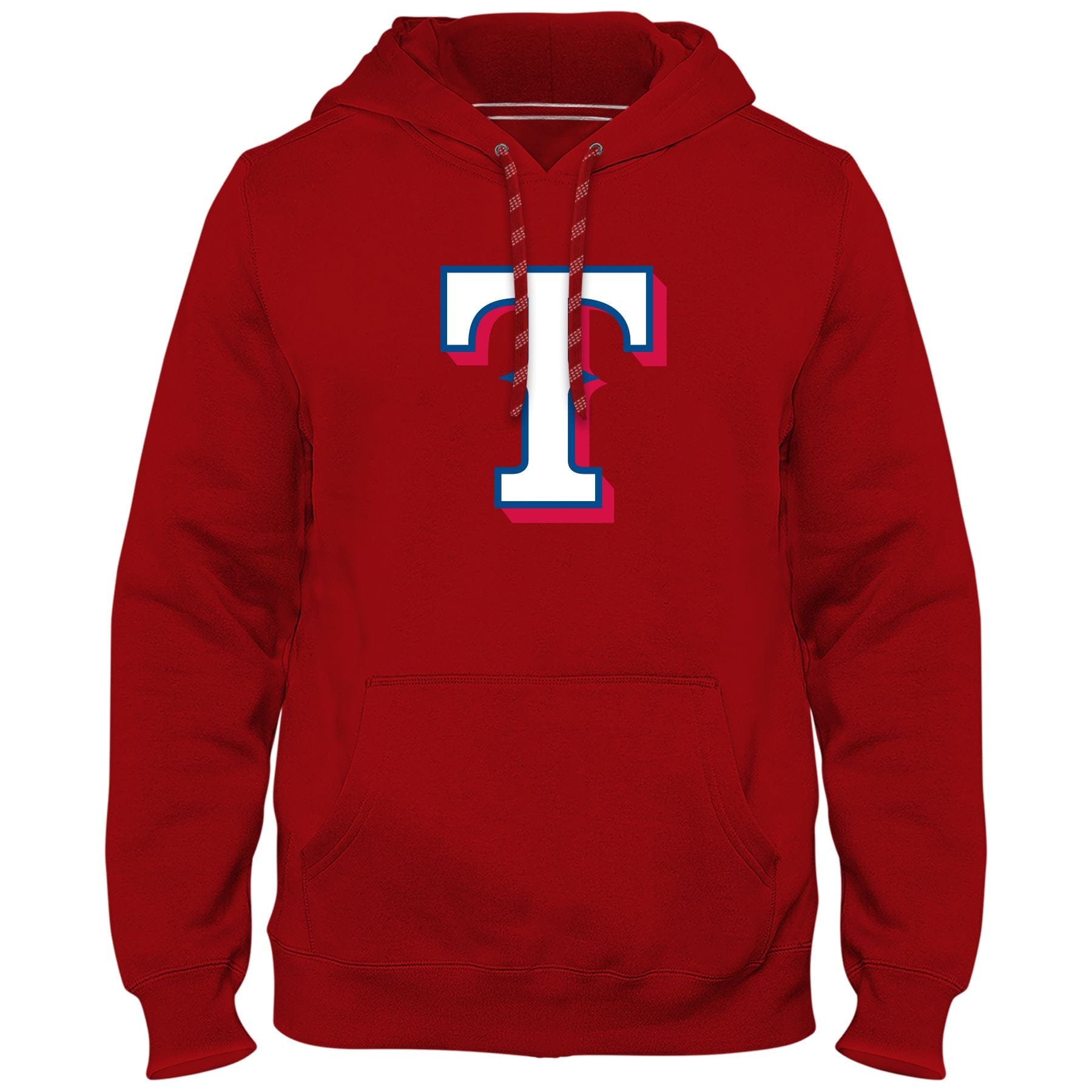 Texas Rangers MLB Bulletin Men's Red Express Twill Logo Hoodie