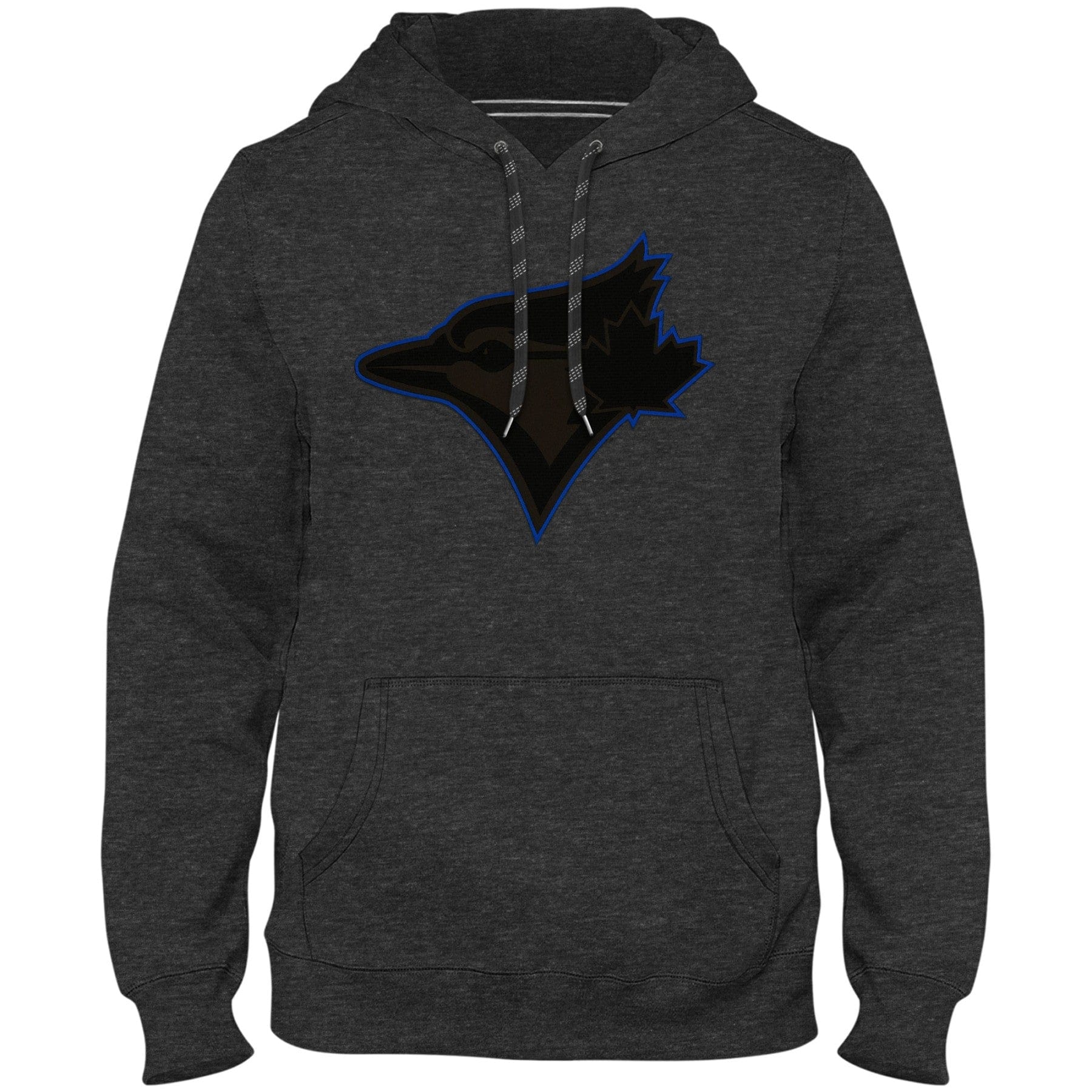 Toronto Blue Jays MLB Bulletin Men's Charcoal Express Twill Black on Black Birdhead Logo Hoodie