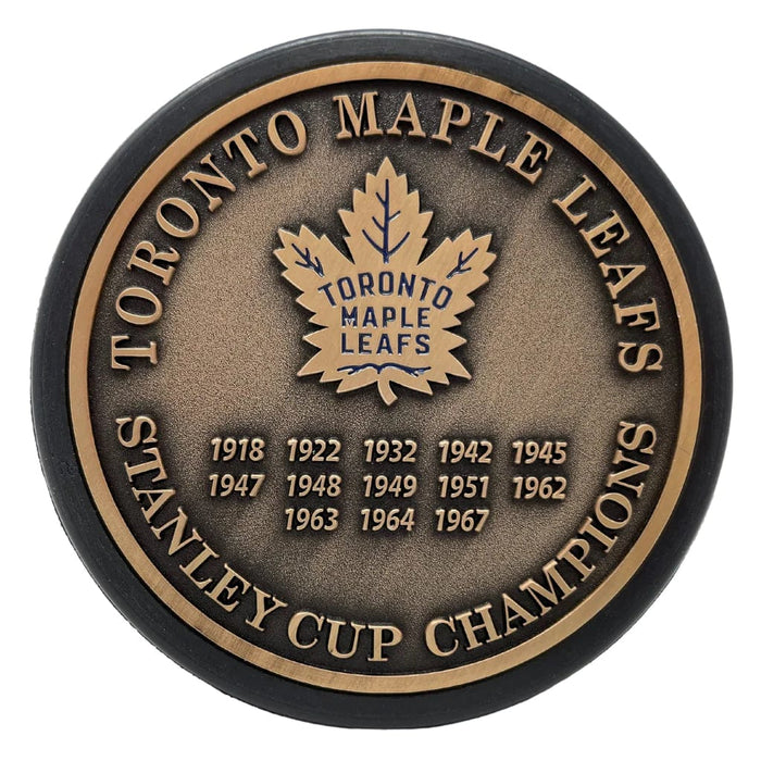 Toronto Maple Leafs NHL Stanley Cup Years Medallion Hockey Puck