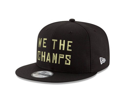 Toronto Raptors NBA New Era Men's Black 9Fifty Gold WTC Champions Hat Side Rectangle Patch Snapback