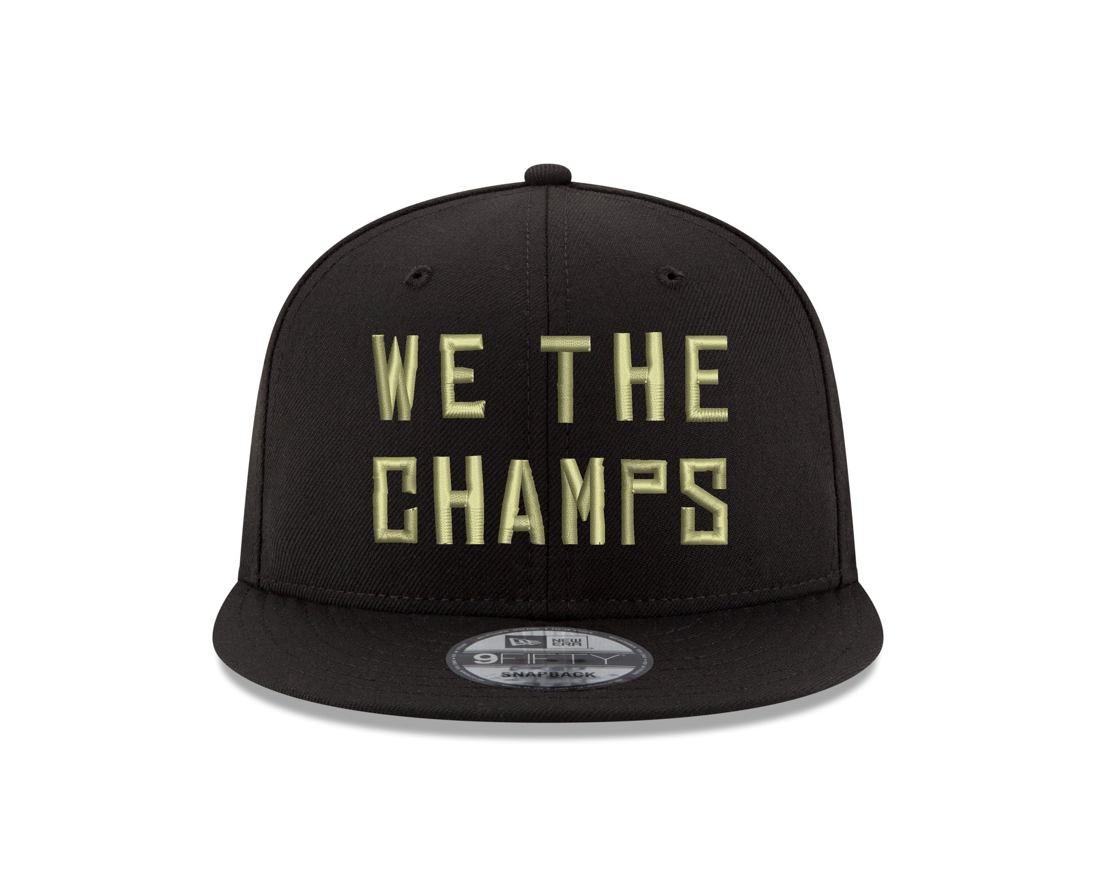 Toronto Raptors NBA New Era Men's Black 9Fifty Gold WTC Champions Hat Side Rectangle Patch Snapback