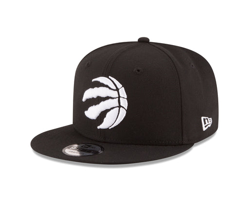 Toronto Raptors NBA New Era Men's Black 9Fifty Silver Logo Champions Hat Side Rectangle Patch Snapback