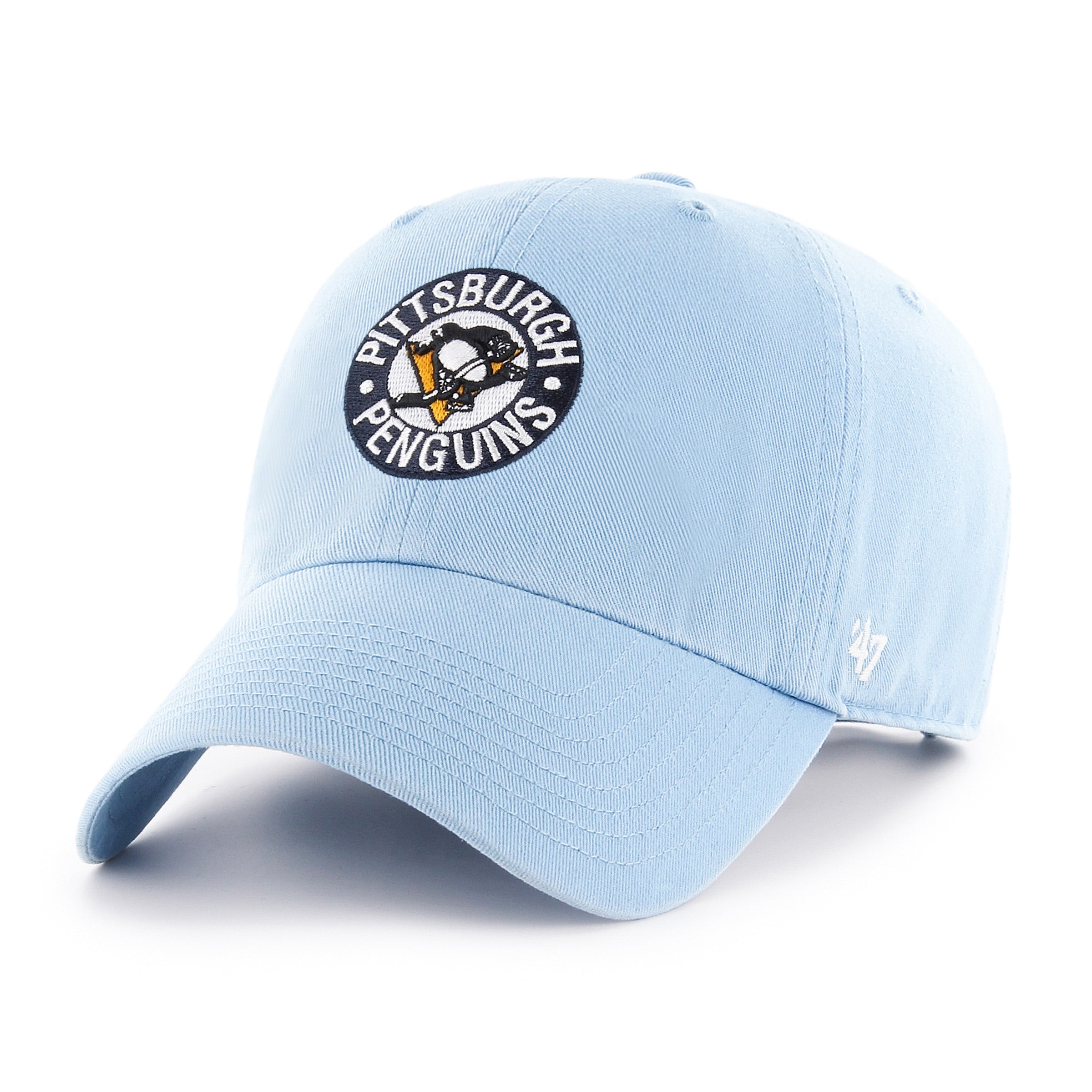 Pittsburgh Penguins NHL 47 Brand Men's Light Blue Vintage Clean Up Adjustable Hat